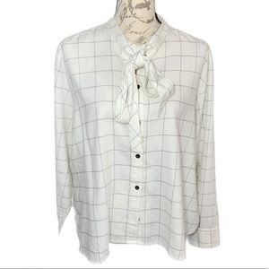 Madewell Cream Black Lined Button Down XXL